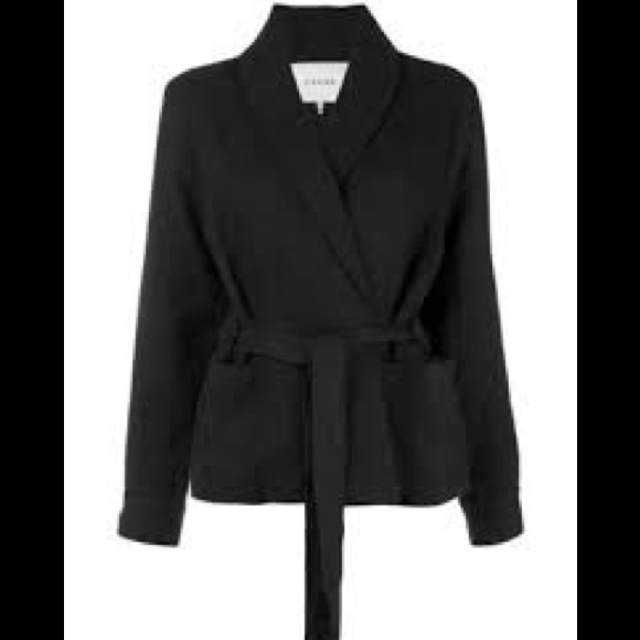 FRAME Black linen blazer with front pockets, small - Picture 3 of 10